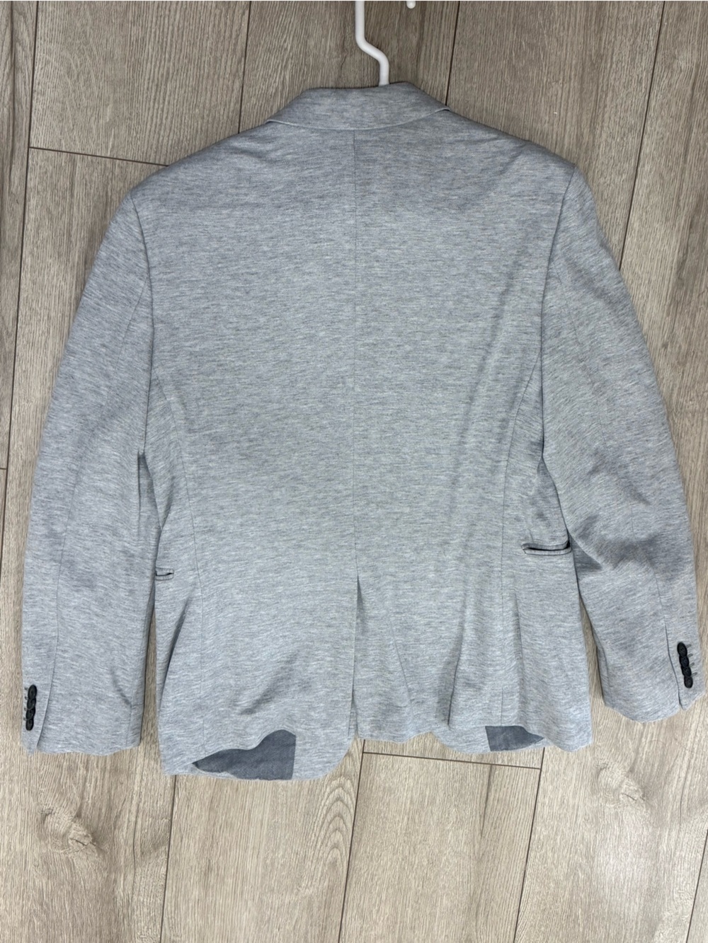 Express Light Gray Knit Two-Button Blazer - Picture 4 of 5